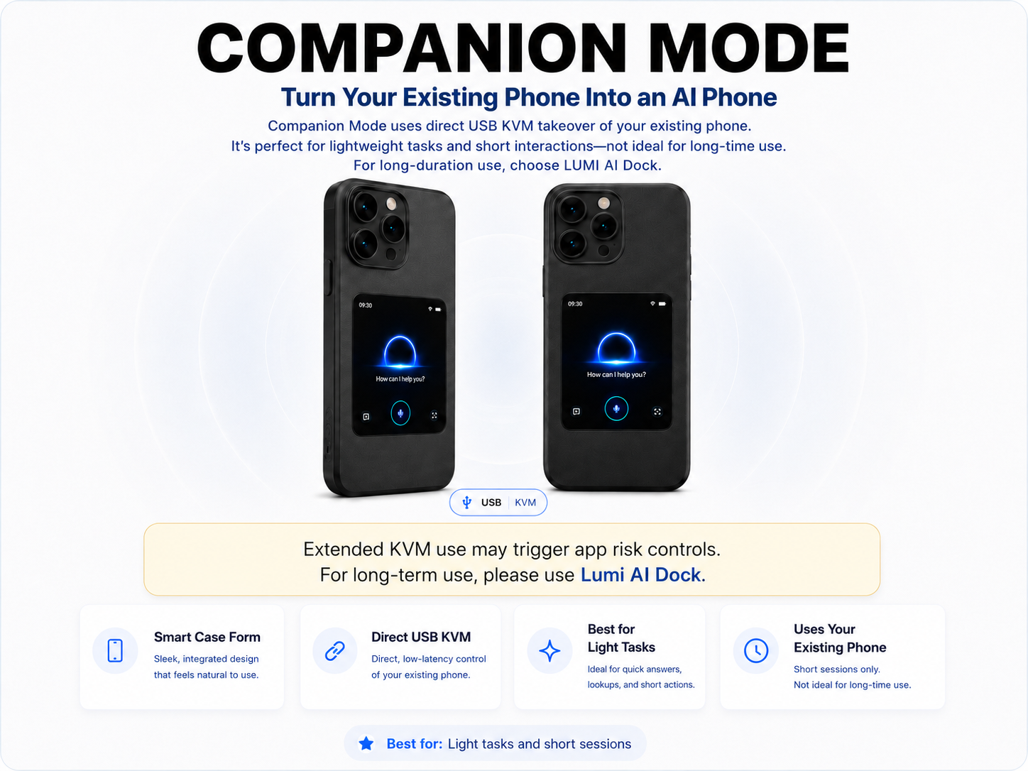 Companion Mode: turn your existing phone into an AI phone with USB KVM control