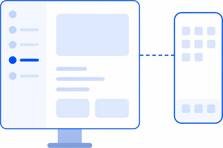 Desktop app connected to phone illustration