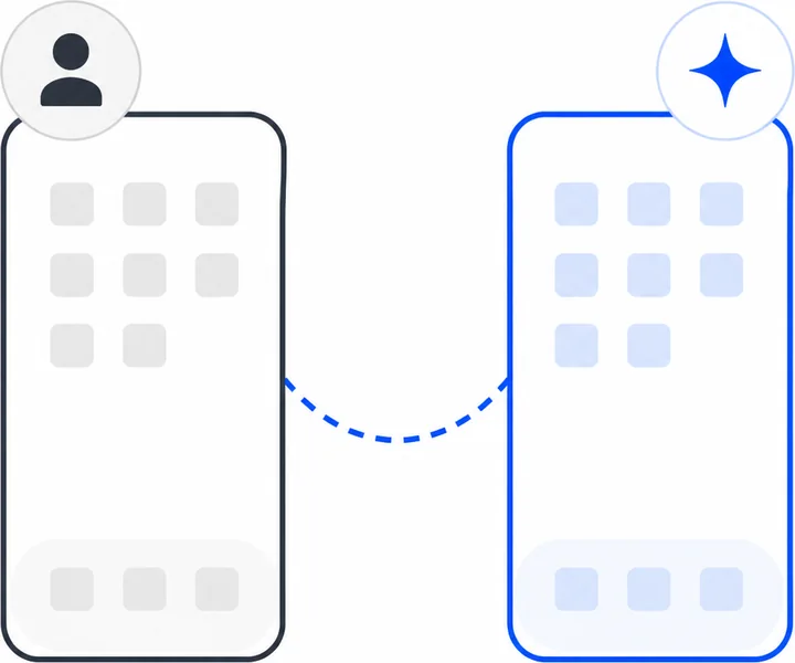 Primary phone connected to spare phone illustration