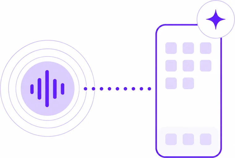 Voice assistant connected to phone illustration
